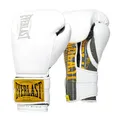 Everlast 1910 Classic 16oz Trainings-Boxhandschuhe Weiß, Lederhandschuhe für Sandsack & Pratzen, Klettverschluss, Polsterung, ergonomischer Griff – Original Everlast