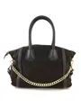 Marlon Leder-Schultertasche "Shania" in Schwarz - (B)36 x (H)21 x (T)12 cm, Damen