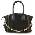 Marlon Leder-Schultertasche "Shania" in Schwarz - (B)36 x (H)21 x (T)12 cm