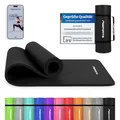 MSPORTS Gymnastikmatte Premium inkl. Tragegurt + Übungsposter + Workout App I Hautfreundliche Fitnessmatte 190 x 60 x 1,5 cm - Schwarz-Matt - Phthalatfreie Yogamatte