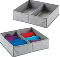 mDesign Aufbewahrungssystem 2er-Set Stoffbox mDesign Aufbewahrungskisten mit je 2 Fächer grau