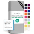Jacobson Jersey Spannbettlaken Spannbetttuch Baumwolle Bettlaken (180x200-200x220 cm, Grau)