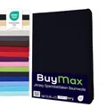 Buymax Topper Spannbettlaken 200x200 cm Spannbetttuch 100% Baumwolle Jersey für Matratzentopper bis 12 cm Matratzenhöhe Bettlaken für Boxspringbett Topper, Schwarz