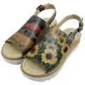 DOGO Gigi Sandale Sunflowers Damen Sandalen Sandalette Handgefertigt beige 39 EU
