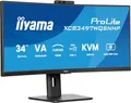 iiyama Prolite XCB3497WQSNPH-B1 Curved 1500R 86.7cm 34“ VA LED-Monitor UWQHD HDMI DP-in/Out DaisyChain USB3.2 USB-C Dock 95W RJ45 (LAN) KVM Höhenverstellung Adaptive Sync Windows Hello Webcam schwarz