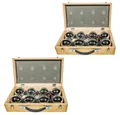 Divit Halter 2er-Set Boule in Holzkoffer/ 8 Boule Kugeln inklusive Schweinchen Ziel