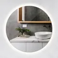 Tulup Led, Blaugrau, Glas, Rund, 40x40x2.4 cm, Spiegel, Wandspiegel