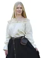 Battle-Merchant Mittelalter Langarm Carmenbluse aus Baumwolle für Damen | schulterfreie langärmlige Boho Bluse S-XXL | Halloween Karneval Kostüm (Natur, XL)