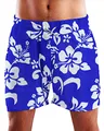 King Kameha Funky Hawaii Schwimm-Hose Bade-Hose Bade-Shorts, Hibiscus, Indigoblau, XL