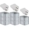 PROREGAL Spar Set 8x Eurobox Nextgen Economy Mit Scharnierdeckel & Schwarzen Schiebeschnappverschlüssen Griffe Geschlossen HxBxT 22 x 30 x 40 cm