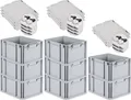 SuperSparSet 8x Eurobox NextGen Economy mit Scharnierdeckel und schwarzen Schiebeschnappverschlüssen | Griffe geschlossen | HxBxT 22x30x40cm | 20 Liter | Eurobehälter, Transportbox, Transportbehälter, Stapelbehälter