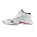 Mizuno Wave Lightning Elite Mid Volleyballschuhe, Obermaterial Reno Woven, ENERZY NXT, Sohle XG, 295 g, Weiß, 42.5 EU