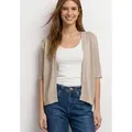 STREET ONE Strickjacke Kurzarm Jacke im Strick-Look mit Glitzer beige 36 EU
