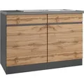 Held Möbel Küchen-Spülenunterschrank Turin 120 cm mit 2 Türen Wotaneiche/Graphit