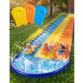 18ft/548cm Dreispurige Rutschbahn mit 3 Bodyboards, Rasen-Wasserrutsche mit S...
