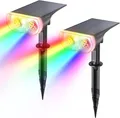 Linkind Bunt Solarlampen Außen RGB+Weiß Strahler Garten 10 Lichtmodi 2 Stück