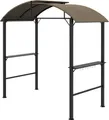 Outsunny 1,1 x 2,3m BBQ Grillpavillon mit Haken, Grillüberdachung Wetterfester Gartenpavillon mit Polyesterdach, 2 Seitenablagen, für Grills bis 100 cm, Stahl, Khaki