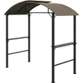 1,1 X 2,3m Bbq Grillpavillon Mit Haken, Grillüberdachung Wetterfester Gartenpavillon Mit Polyesterdach, 2 Seitenablagen, Für Grills Bis 100 Cm, Stahl, Khaki - Outsunny