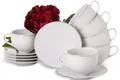 KONSIMO® Kaffeeservice AMELIA Tasse & Untertasse (12-tlg), 6 Personen, Porzellan, Klassisch-Stil, Spülmaschinengeeignet