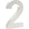 Wiltec - Hausnummer 2 Silberfarbene Edelstahl Hausnummer In Modernem 3d-design, Höhe 20 Cm, Schrift Arial, Rostfrei Und Witterungsbeständig, Mit Montagematerial
