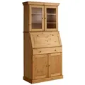 Sekretär HOME AFFAIRE "Rosi im Landhausstil", beige (gelaugt, geölt), B:83cm H:180cm T:42,5cm, Sekretäre, Schreibtisch aus Massivholz, mit Vitrine, in 2 Breiten