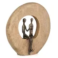 Skulptur Niemals allein Familie Unterstützung Mangoholz 24,5 x 23cm Schwarz Gold