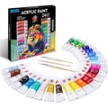 Acrylfarben Set 24 Farben  Lichtecht Schnell Trocknend für Holz Stein Papier