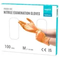 EUROPAPA Nitril-Handschuhe Medical Einmalhandschuhe Untersuchungshandschuhe (100 Stück, puderfrei ohne Latex, Gummihandschuhe) unsteril latexfrei disposible gloves orange M