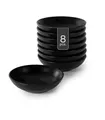 Suppenteller 8er Set Tiefteller Salatteller Steingut Schwarz matt Ø 20,5 cm