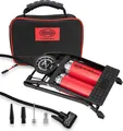 HEYNER® 22500N Fußluftpumpe Doppelzylinder 2 Zylinder mit Manometer bis 10 bar + Tasche