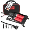 Heyner® 22500n Fußluftpumpe Doppelzylinder 2 Zylinder Mit Manometer Bis 10 Bar + Tasche
