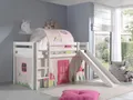 Vipack: PINO Spielbett mit Rutsche 90x200 Vorhang / Tunnel "Spring" Kiefer Weiß