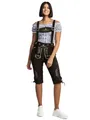 Steigenhöfer Lederhose Damen Tracht Shorts Kniebund - 100% Rindsleder - Clara - Traditionelle Kurze Hose für Frauen - Inklusive verstellbaren Trägern - Dirndl Alternative - Dunkelbraun - 46