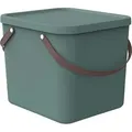 Rotho Aufbewahrungsbox 40L Albula - Kunststoffbox mit Deckel - Stapelbox 39,5 x 38,0 x 34,0 cm - Plastikbox Ordnungsbox Allzweckkiste - Grün