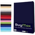 Buymax Spannbettlaken Buymax Jersey aus 100% Baumwolle, Jersey, Gummizug: Rundumgummi, (1 Stück), Pflegeleicht und Atmungsaktiv in Verschiedenen Farben und Größen blau 120 cm x 200 cm