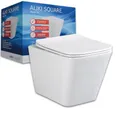 sanicomfort Hänge WC Set Aliki Square – Spülrandloses, Hygienisches Wand-WC Tiefspüler aus Hochwertiger Sanitärkeramik in Weiß, Kompakt, Modern inkl. Soft-Close WC-Sitz