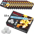 FLAMMBURO Karton mit 12 Paraffin Anzünder Schachteln - bis zu 1152 Anzündwürfel - Perfekt geeignet als Kaminanzünder, Kohleanzünder und Grillanzünder
