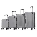 Suitcase Set, Rollkoffer Handgepäck, Kofferset, mit 4 Rollen 360°, Hartschalenreise Zahlenschloss, Weicher Gummigriff (4er Set, S,M,L&XL,Hellgrau)