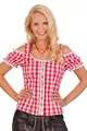 Schulterfreie Damen Bluse Dahlheim Rot wei§ karierte Bluse Trachtenbluse Gr. 34-54