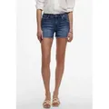 ONLY Jeansshorts ONLBLUSH – Jeansshorts mit fransigem Saum Abriebeffekte, modisch, skinny fit, Rundhals, regular fit blau XL (42)