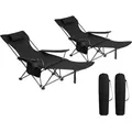WOLTU 2er Set Campingstuhl, Klappstuhl, Liegestuhl, für Outdoor, Schwarz - Schwarz