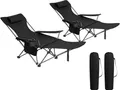 Woltu Campingstuhl (2 St), klappbar für Outdoor mit Armlehnen Getränkehalter