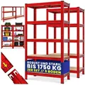 monzana Schwerlastregal, 2x 180x90x40cm Befestigungsmaterial 1750kg 10 MDF-Platten Kellerregal rot 90 cm x 40 cm x 180 cm