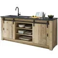 Furn.Design Küchenschrank, Natur, Anthrazit, Holzwerkstoff, Metall, Nachbildung,Altholz, Holz Optik, Uni, 6 Fächer, Rechteckig, 201x93x64 cm, Küchen, Küchenmöbel, Küchenschränke, Küchenunterschränke
