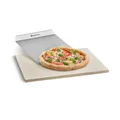 BURNHARD® Pizzastein mit Pizzaschaufel, Cordierit, extra krosses Backergebnis, hitzebeständig, Edelstahl-Schaufel, für Backofen & Grill, 45x35 cm, Zubehör Set – Pizzastein Set Deluxe