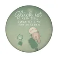 Otter und Frosch Magnet rund rund mit Spruch Glück ist Lebensart kein Ziel Süßes Kawaii Geschenk für Lebenskünstler Perfekt für Geburtstag Weinkeller