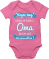 Baby Body Junge Mädchen - Sprüche - Ich habe eine verrückte Oma blau - 6/12 Monate - Pink - babystrampler großeltern babymode witzig spruch omi bodys strampler mit lustigen sprüchen spruche