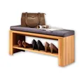 Stella Trading Nature Plus Schuhbank mit Sitzfläche teil-massiv aus Kernbuchenholz - bequeme Sitzbank mit Stauraum für Ihren Flur - 90 x 40 x 38 cm (B/H/T)