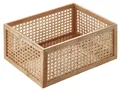 Kobolo Aufbewahrungskorb Regalkorb aus Holz und Rattan Gr L