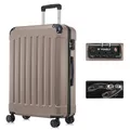 YONSLY Premium Reisekoffer TSA-Schloss,YKK-Reißverschluss Hartschalen-Koffer Trolley Rollkoffer Suitcase Handgepäck 4 Rollen (Champagner, XL)